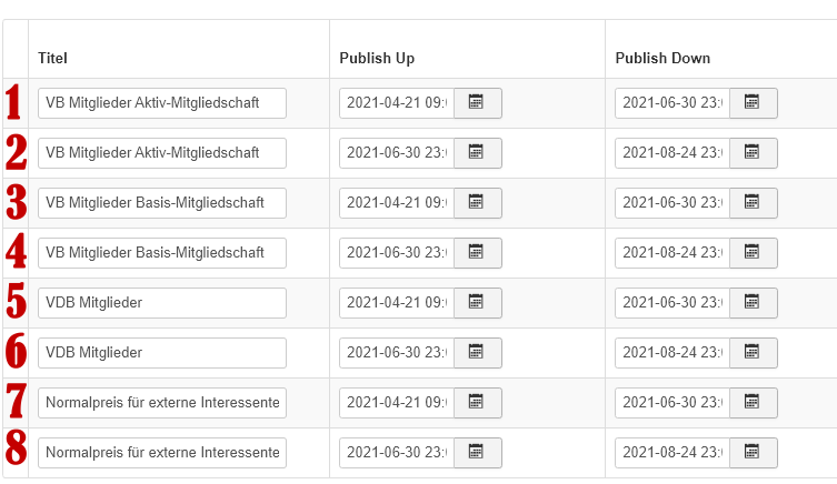 Anmeldezeiten Anmeldezeiten