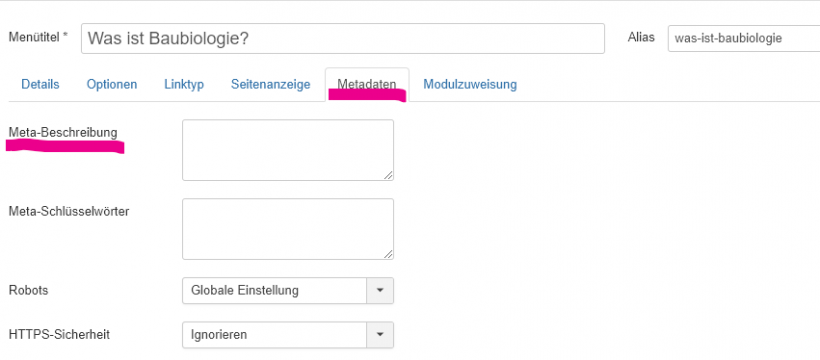 Metadaten / Seitenbeschreibung Metadaten / Seitenbeschreibung